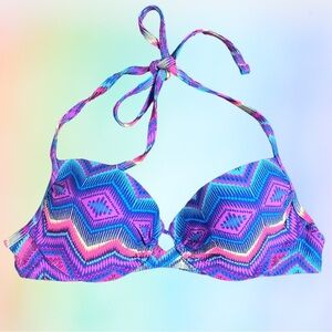 Xhilaration | Neon Geometric Push-up Bikini Top Size Small